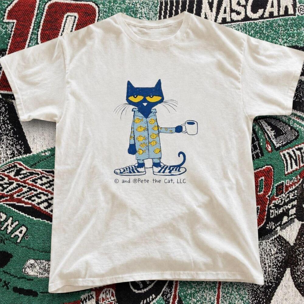Pete The Cat Pajama Graphic Tee White Unisex Shirt